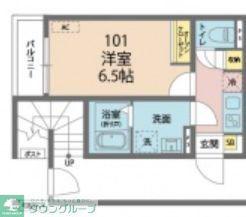 カインドネス厚木幸町(1K/1階)の間取り写真