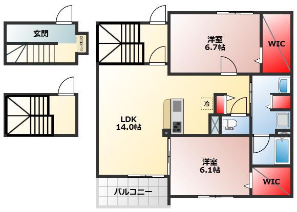 寅林様マンション(2LDK/3階)の間取り写真