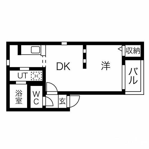 グランコンフォール米野III(1DK/3階)の間取り写真