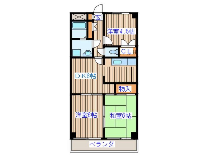 ファーストレイト25(3DK/4階)の間取り写真