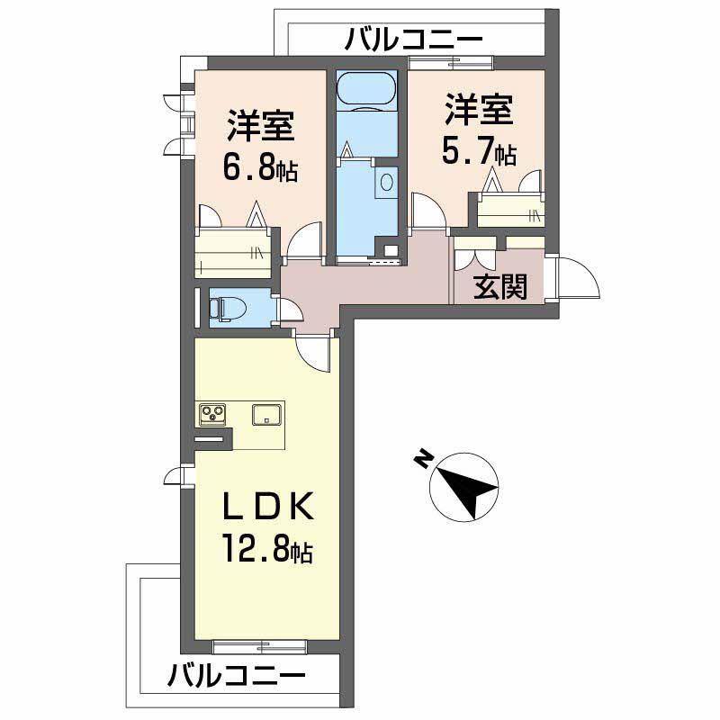 アル クレスト(2LDK/2階)の間取り写真