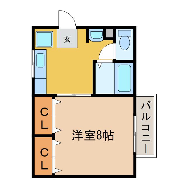 サニースポットII(1DK/2階)の間取り写真