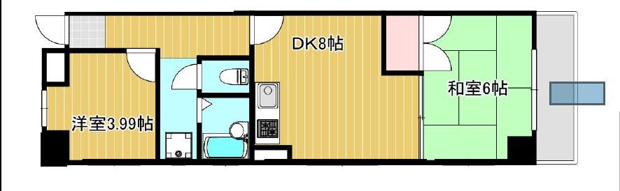 ペルシモンコート(2DK/1階)の間取り写真
