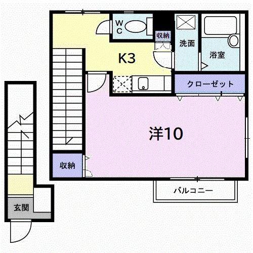 ヴィラアベニュー2(1K/2階)の間取り写真
