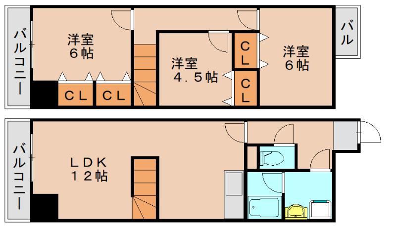 ホワイトアベニュー筥松(3DK/2階)の間取り写真