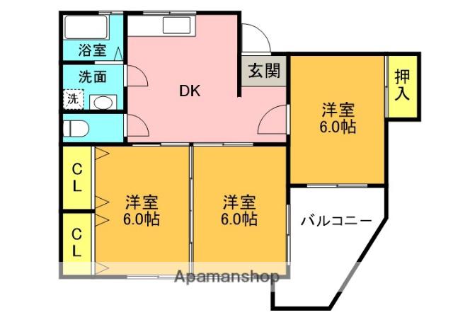 宮内ハイツ(3DK/4階)の間取り写真