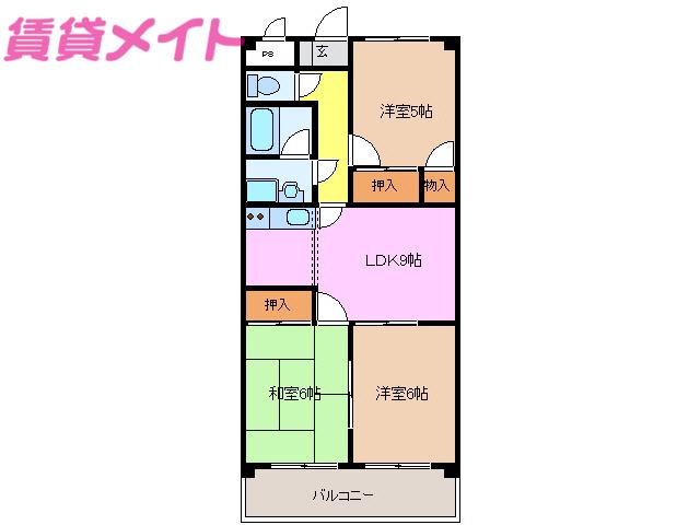 リバシティーヒル旭(3LDK/1階)の間取り写真