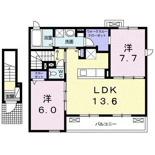 オリーブ弐番館(2LDK/2階)の間取り写真