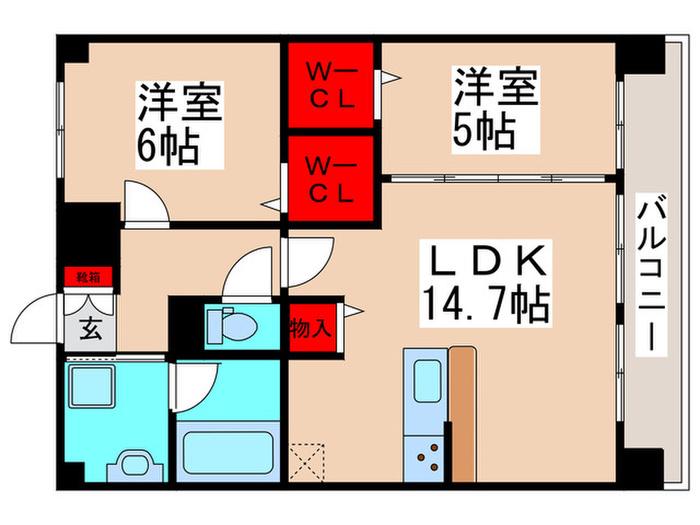 FORTE MAISON 鬼高(2LDK/5階)の間取り写真