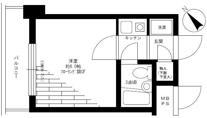 ライオンズマンション保土ヶ谷第6(1K/4階)の間取り写真