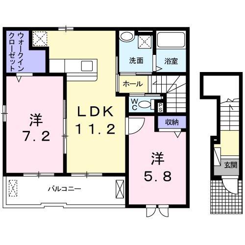 グランドI(2LDK/2階)の間取り写真