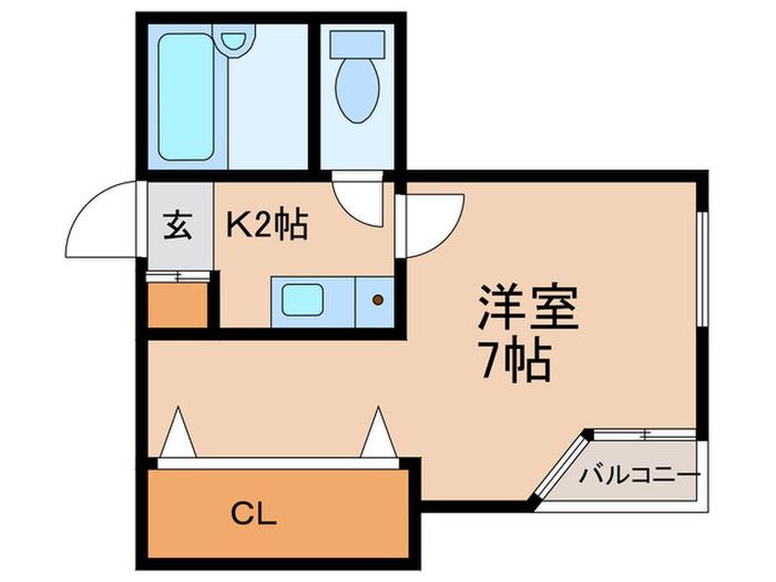ラポール北沢(1K/1階)の間取り写真