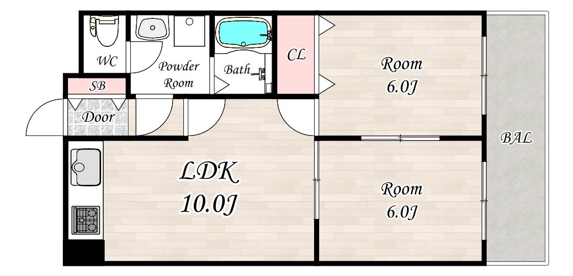 クレール西町(2LDK/5階)の間取り写真