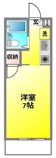 グリンテラス(ワンルーム/1階)の間取り写真