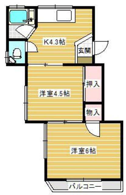 富士見荘(2K/2階)の間取り写真