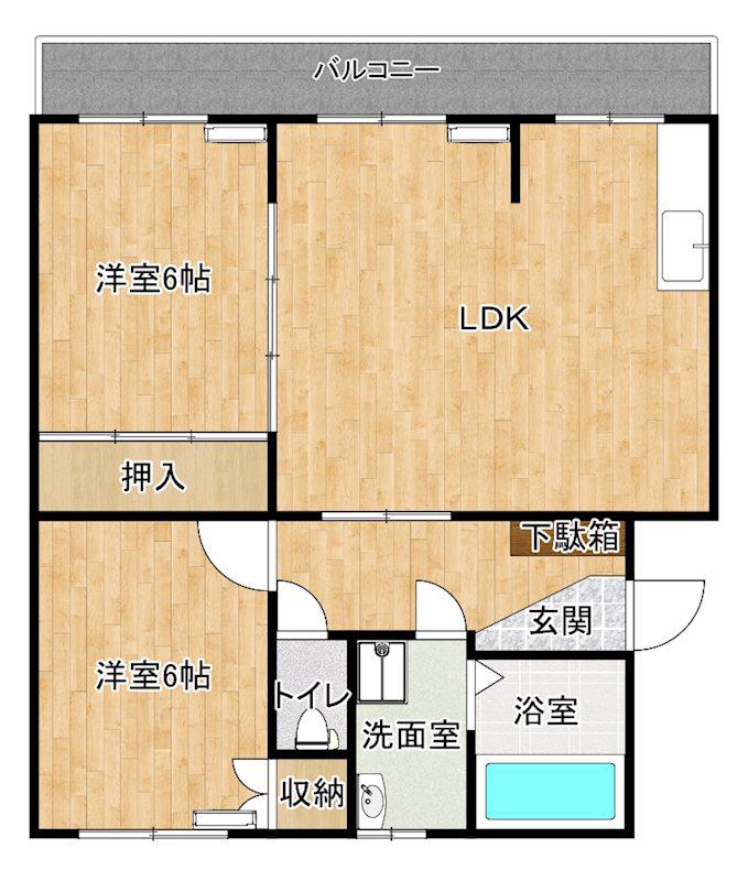 イムブルジュイ(2LDK/1階)の間取り写真