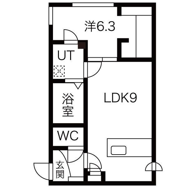 RAISIN(1LDK/1階)の間取り写真