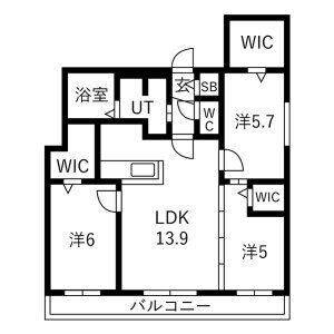 ALIVIS宮の森(3LDK/2階)の間取り写真