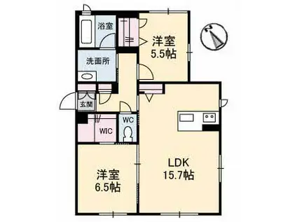 GRAND CHARIOT(2LDK/1階)の間取り写真