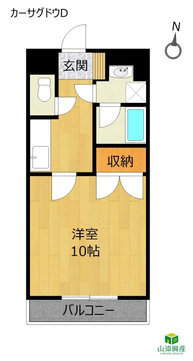 カーサグドウD (1DK/3階)の間取り写真