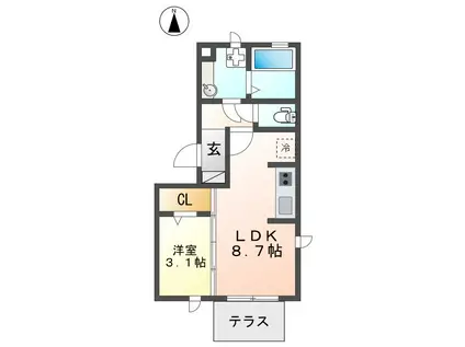 アンスリウム(1LDK/1階)の間取り写真