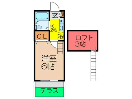 Fハイツ富田(1K/1階)の間取り写真