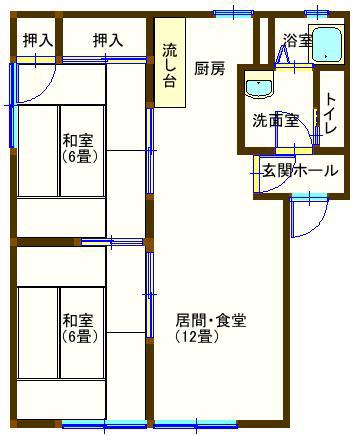 ラフォーレ山下2(2LDK/2階)の間取り写真