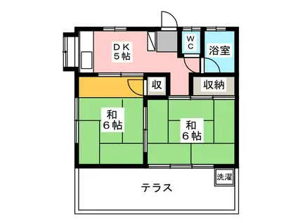 石竹荘(2DK/1階)の間取り写真