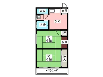 コーポ大岩(2DK/2階)の間取り写真