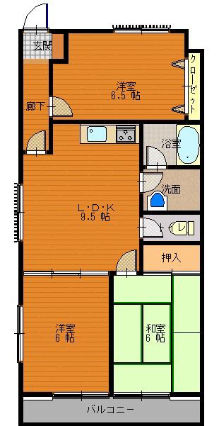 桜ハイム(3DK/2階)の間取り写真