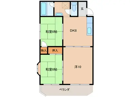 水前寺コーポ(3DK/1階)の間取り写真