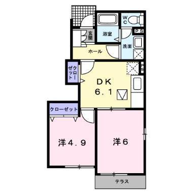 ザナドゥB・C(2DK/1階)の間取り写真