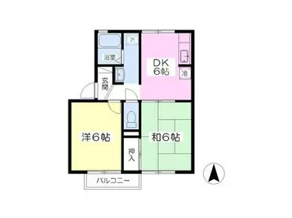 サンフィールドB(2DK/1階)の間取り写真