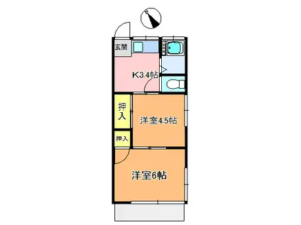 第2光楽荘(2K/1階)の間取り写真