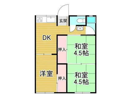 上田アパート(3DK/2階)の間取り写真