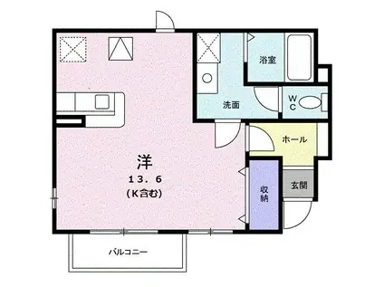 アルカンシェル庄内I(ワンルーム/1階)の間取り写真