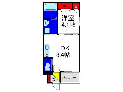 ルミナソナーレ矢田(1LDK/3階)の間取り写真