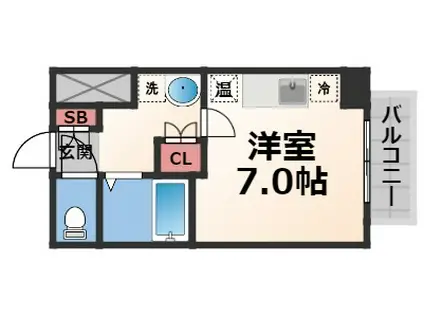 ジオグランデ高井田(ワンルーム/4階)の間取り写真