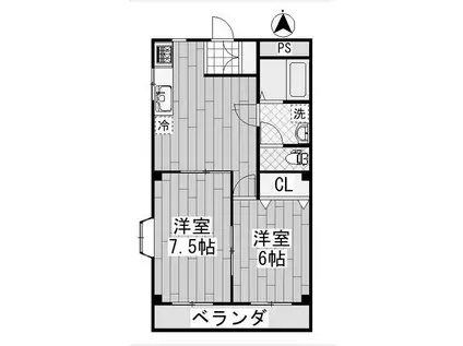 メゾンソレイユ(2DK/2階)の間取り写真