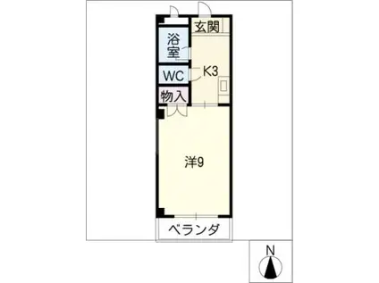 ウッドベル(1K/4階)の間取り写真