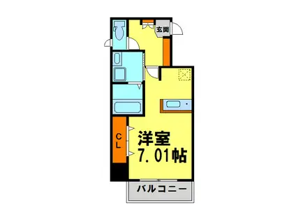 ラフォート・キセラI(1K/3階)の間取り写真