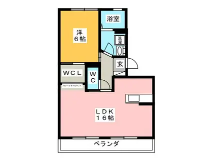 ハイカムール新富士(1LDK/2階)の間取り写真