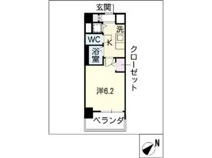 プレサンス名古屋STATIOザ・シティ(1K/2階)の間取り写真