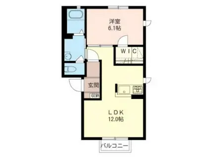 ファミールカーサB(1LDK/2階)の間取り写真