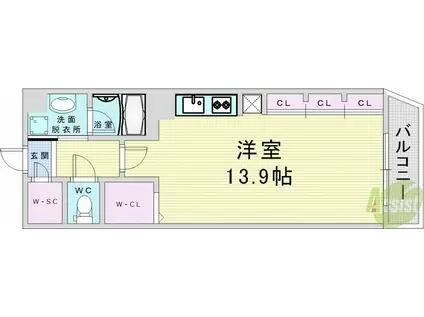 シエルD東梅田(ワンルーム/2階)の間取り写真