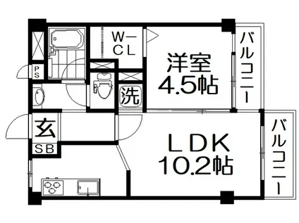 MERVEILLE MIDORIMACHI(1LDK/2階)の間取り写真