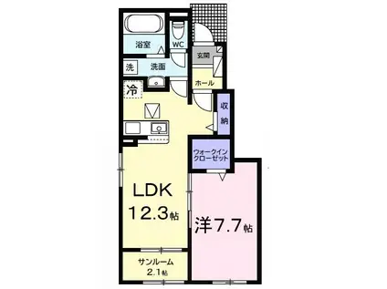青木アパート1(1LDK/1階)の間取り写真