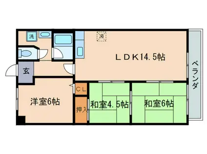 エミナール南草津(3LDK/3階)の間取り写真