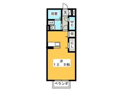 セジュール西田(ワンルーム/1階)の間取り写真
