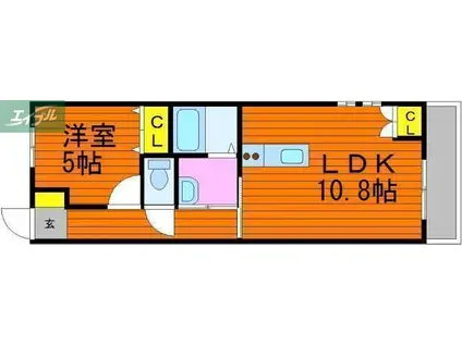 サクセション中島田(1LDK/2階)の間取り写真